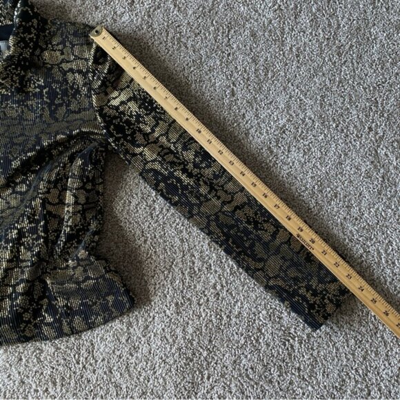 Vintage Joseph Ribkoff Trends Black Gold Ribbed Full Zip Jacket Lined Sz 10 - Picture 5 of 5